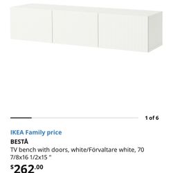 Ikea Tv Stand 3 Doors White Glossy