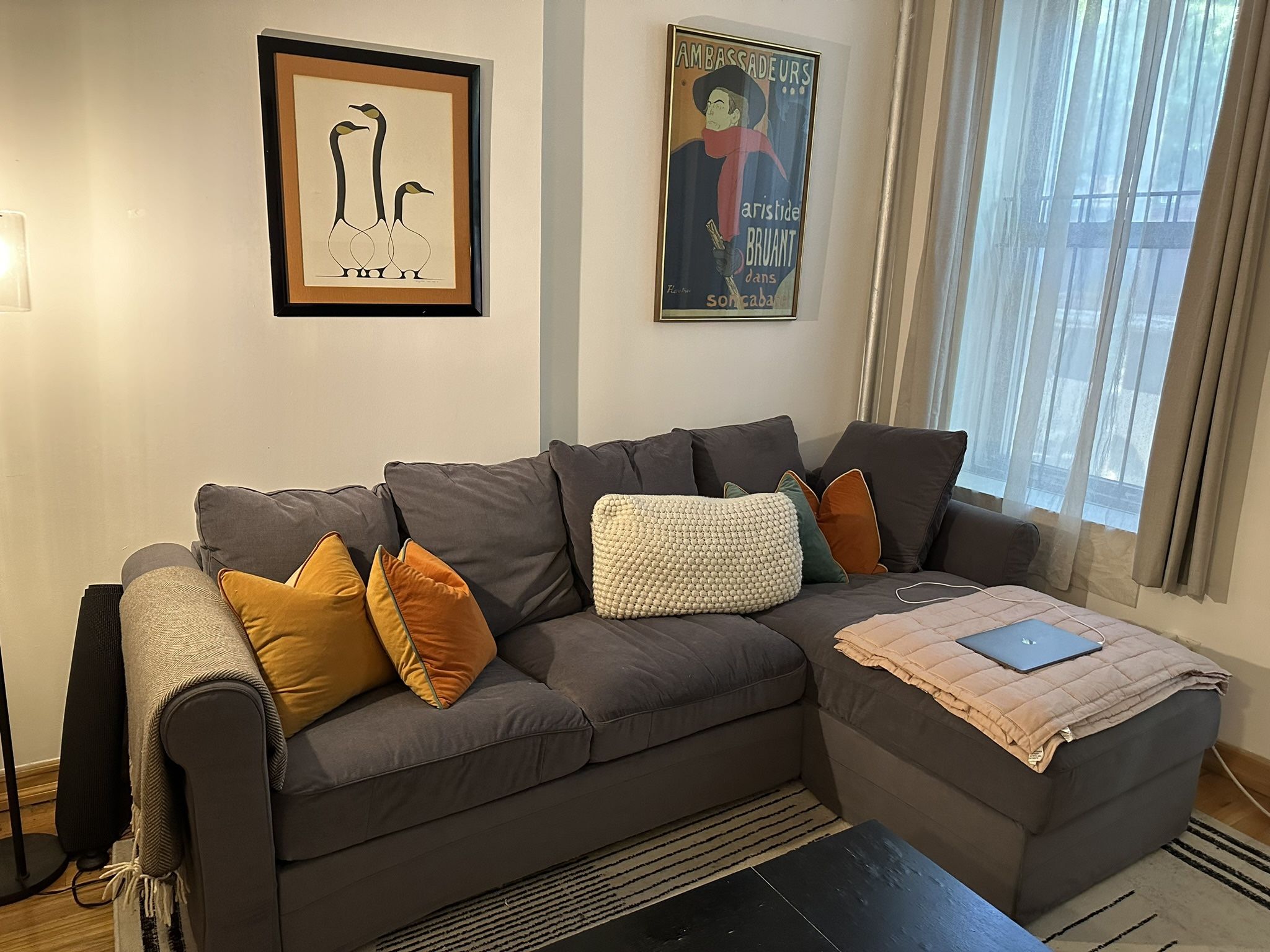 Grey IKEA Harlanda Sectional Couch With Storage Chaise