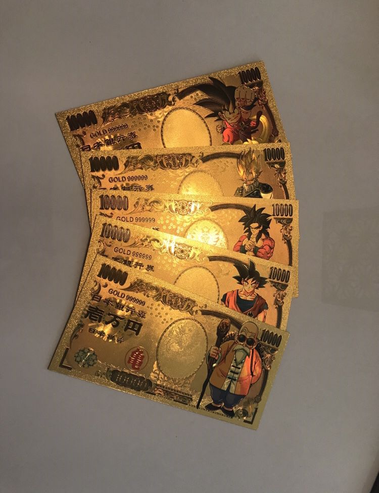 5x Dragonball Z gold money cards