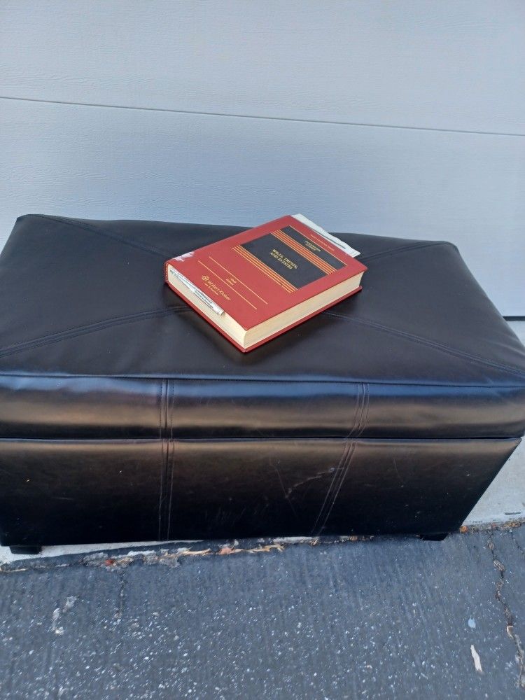 Faux Leather Storage Ottoman