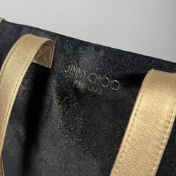 Jimmy Choo Paris velour Tote bag Black Gold shine NEW