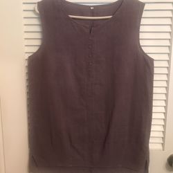Modernmiss Gray Linen Boho Top size M 
