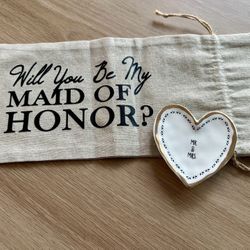 Wedding Bride Groom Trinket Dish And Maid Of Honor Wine bag 