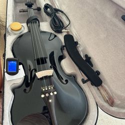WACO 4/4 Black Electric Acoustic Violin with New Bow, Digital Tuner, Shoulder Rest $160 Firm