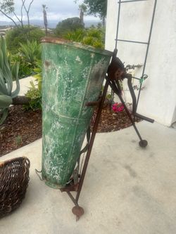 Grape/wine antiques from Europe. Double basket and metal backpack.