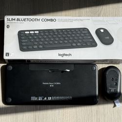 Logitech Slim Bluetooth Combo, Wireless Keyboard and Mouse, Quiet and Portable, Customizable, Bluetooth, Easy-Switch for Windows, macOS, iOS
