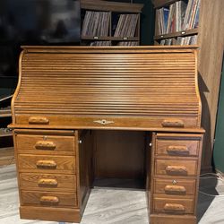 Solid oak roll top desk
