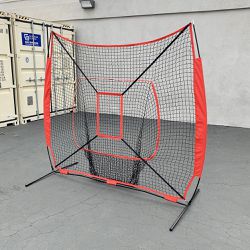 New $45 Baseball & Softball Practice Hitting & Pitching 7x7’ Net with Bow Frame, Carry Bag 