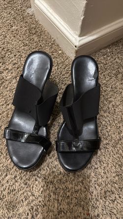 Black Wedge Slide Sandals