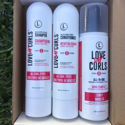 Love Ur Curls Shampoo & Conditioner Set All in One Curl Cream Styler Curly Hair 3 Step System Repair and Moisturizing Sulfate-free Silicone-free