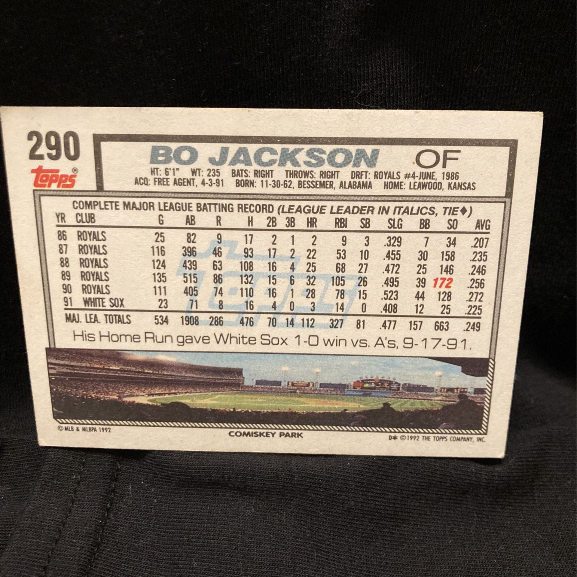 Bo Jackson Baseball Card