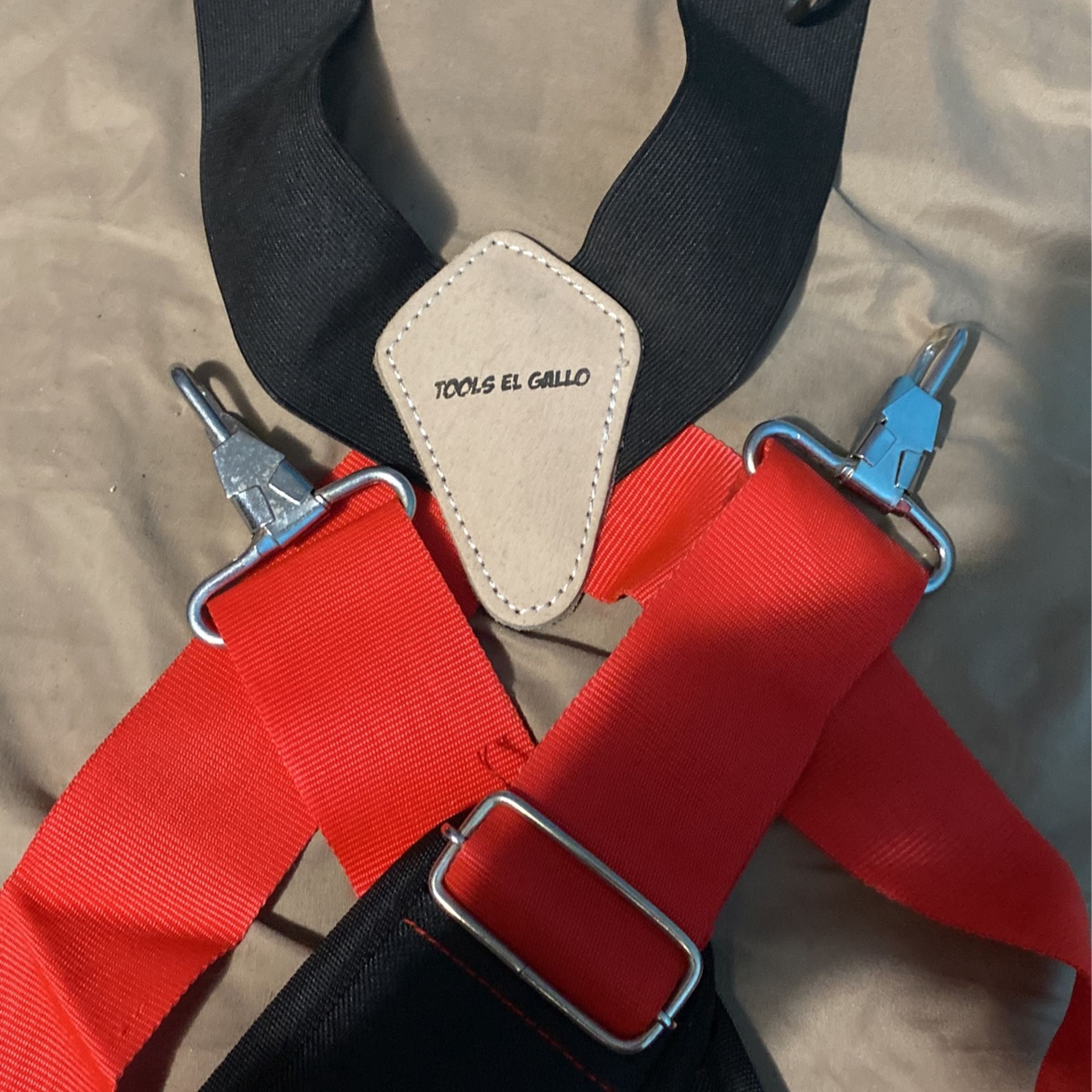 43 In Red And Black Tool Belt Suspenders