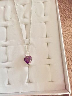 Amethyst pendant necklace on 925 silver chain