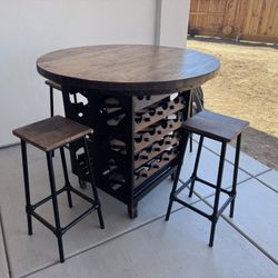 Custom Wood Barrel Wine Table