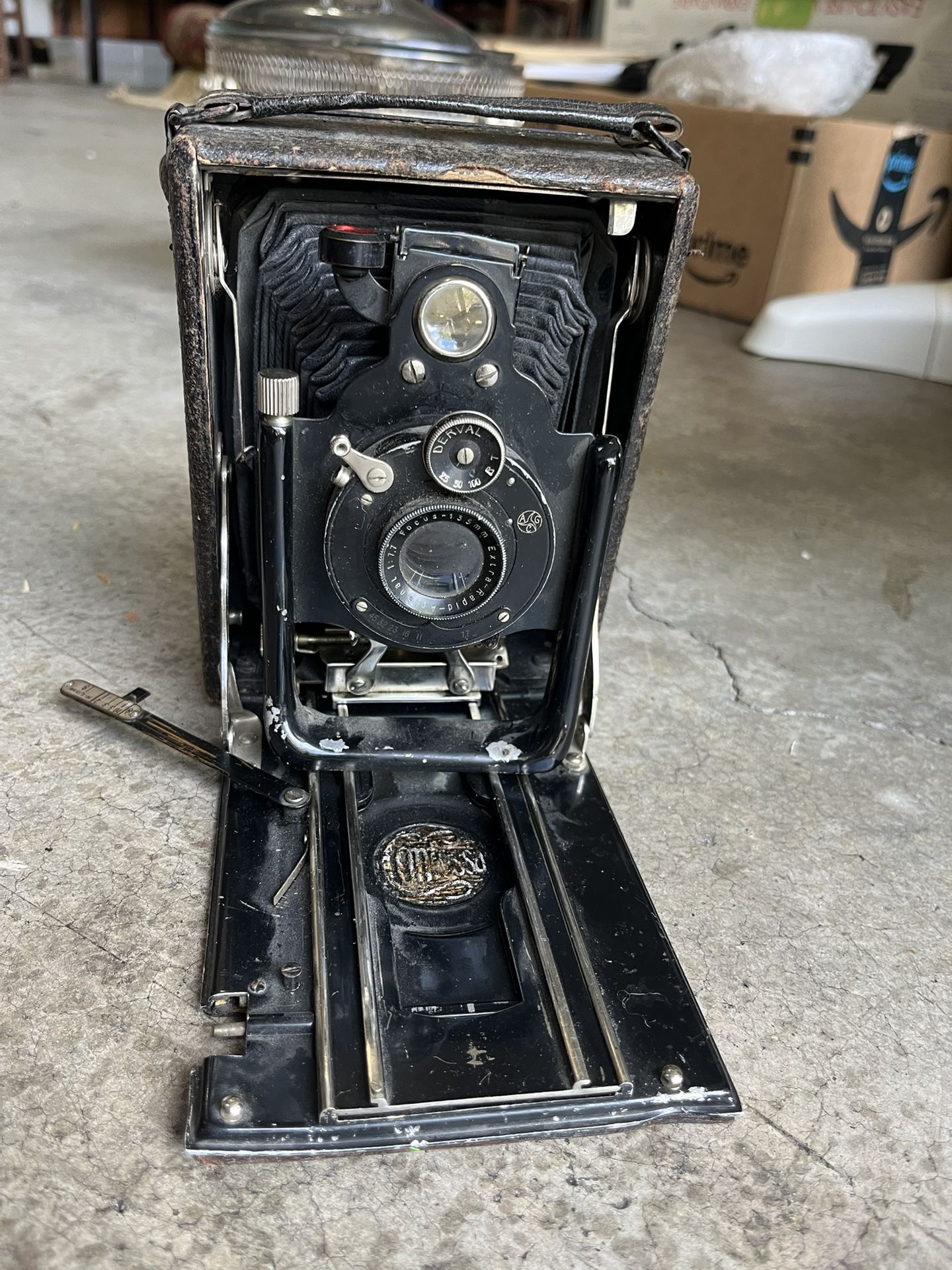 Antique folding camera ReicKa ICA Lens Extra Rapid Aplanat Helios 1:8 F 16.5cm