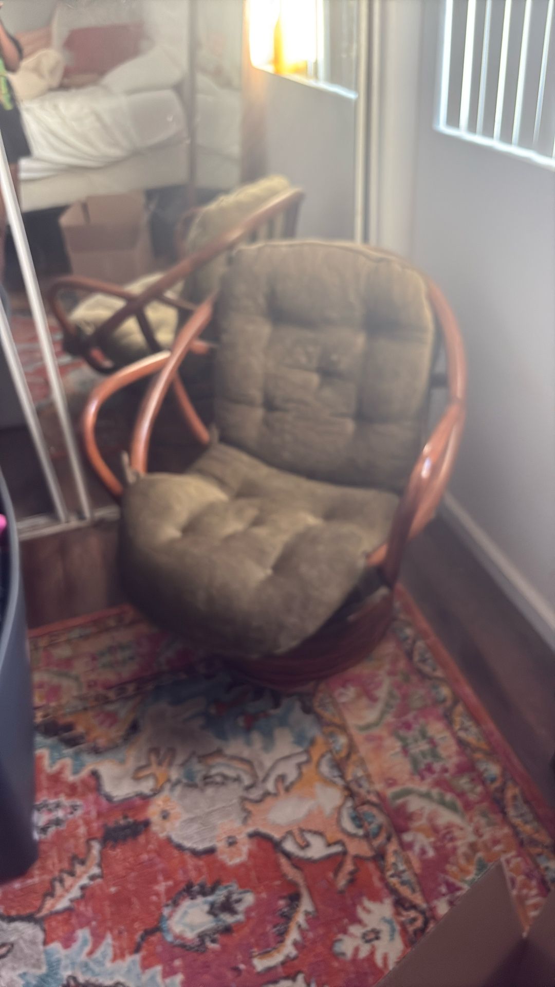 Lounge Chair with green cushion