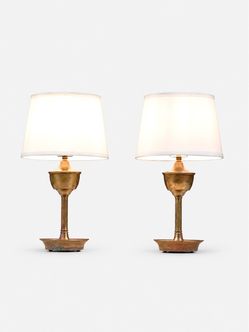 Pair of Neoclassical Revival Patinated Brass Urn Style Table Lamps c.1960's - Delivery Available