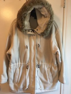 Banana Republic Faux Fur-Lined Hood Fleece Coat