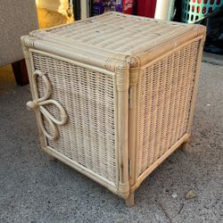 H&M Home Rattan Storage Side Table / Nightstand - Boho Style