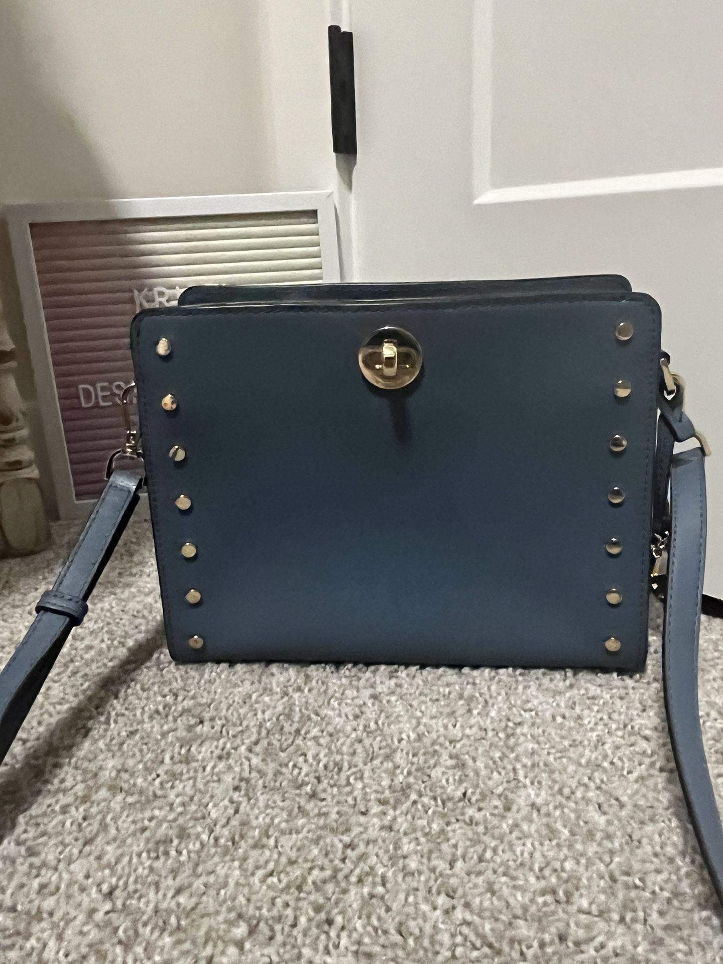 Michael Kors Rivington Studded Medium Messenger Bag Blue