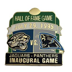 1995 Jacksonville Jaguars Carolina Panthers Hall of Fame Game Inaugural Game NFL Lapel Hat Pin