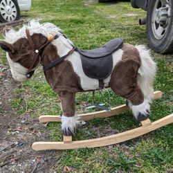 Child's Sound N Light Rocking Horse 16" High To The Seat. Makes Sounds Using Buttons In Ears