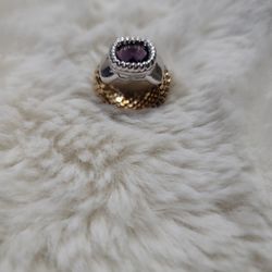 silver ring 18kt gold plated 