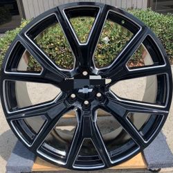 26” 2021 CHEVY Silverado Tahoe Y SPOKE BLACK MILLED Wheels Sierra Yukon Escalade