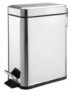 mDesign Small Modern 1.3 Gallon Rectangle Metal Lidded Step Trash Can, Compact Garbage Bin with Remo