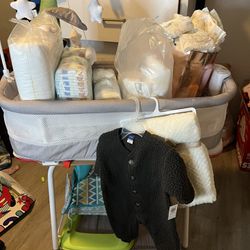 Baby Bassinet And Diapers