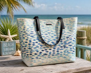 Kate Spade NY coastal fish print tote bag