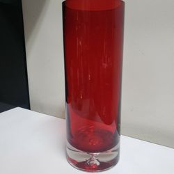 10" Ruby Red Art Glass Cylinder Vase