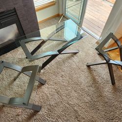 3-Piece Glass Coffee Table And Side Tables