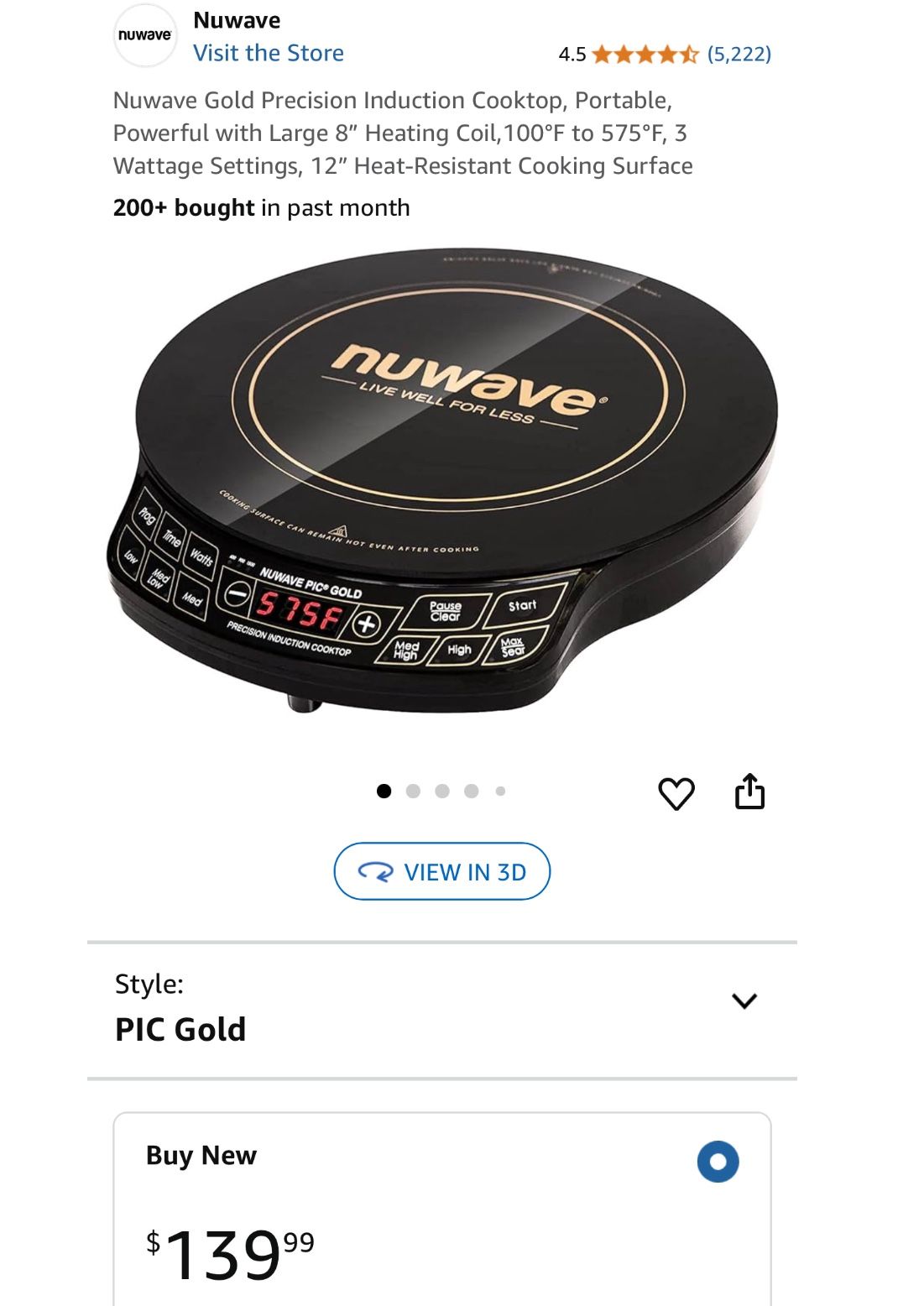 Nuwave Gold Precision Induction Cooktop