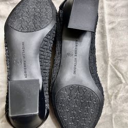 Adrienne Vittadini Black Knit Pointed Toe Slip On Textured Flats Women's 6.5M