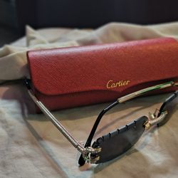 Cartier  Rimless Gold Sunglasses Gradient Brown Lens Men