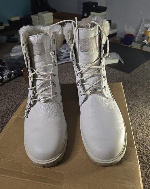 Timberland White Leather Boots