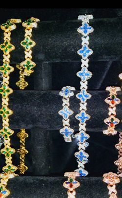 Moissanite VVS1 Lucky  Clover Bracelets AND Chains
