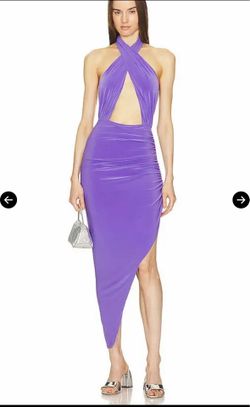 Norma Kamali x REVOLVE Cross Halter Side Drape Dress | Grape | Size S | Worn Once