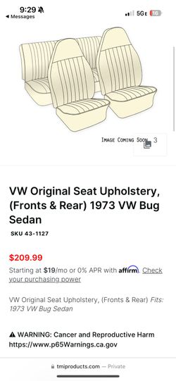 VW Original Seat Upholstery 