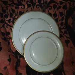 ☆ CHARTER CLUB ~PORCELAIN w/14k GOLD ☆ DINNER & SALAD PLATES
