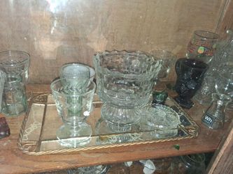Vintage Clear Glass Punch Bowl Set, Crystal glass