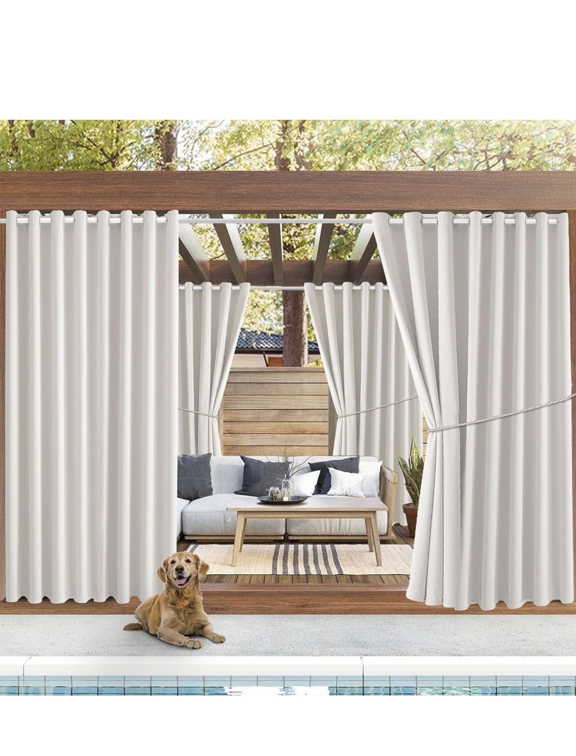 DIVA EN CAMINO DEC Outdoor Patio Curtain Waterproof Darkening Thermal Insulated Indoor Curtains for Bedroom, Porch, Living Room, Pergola, Cabana, W84