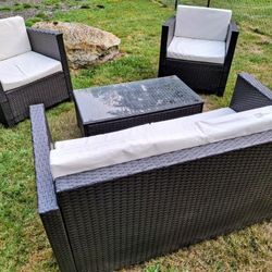 Modern Patio Furniture Set + Glass Tabletop