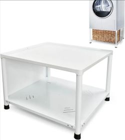 Universal Laundry Pedestal, Adjustable Height Stainless Steel Base with Storage Shelf, Fit Pedestal for Washer and Dryer, 18.9x 18.9 x 13.5 Inch (Whit