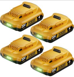 20V MAX 4.0 Ah Battery Replacement for Dewalt DCB203 (4 Pack)