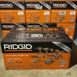 RIDGID 18V Cordless 8-Tool Combo Kit with 2.0 Ah Battery, 4.0 Ah Battery, Charger, and Tool Bag