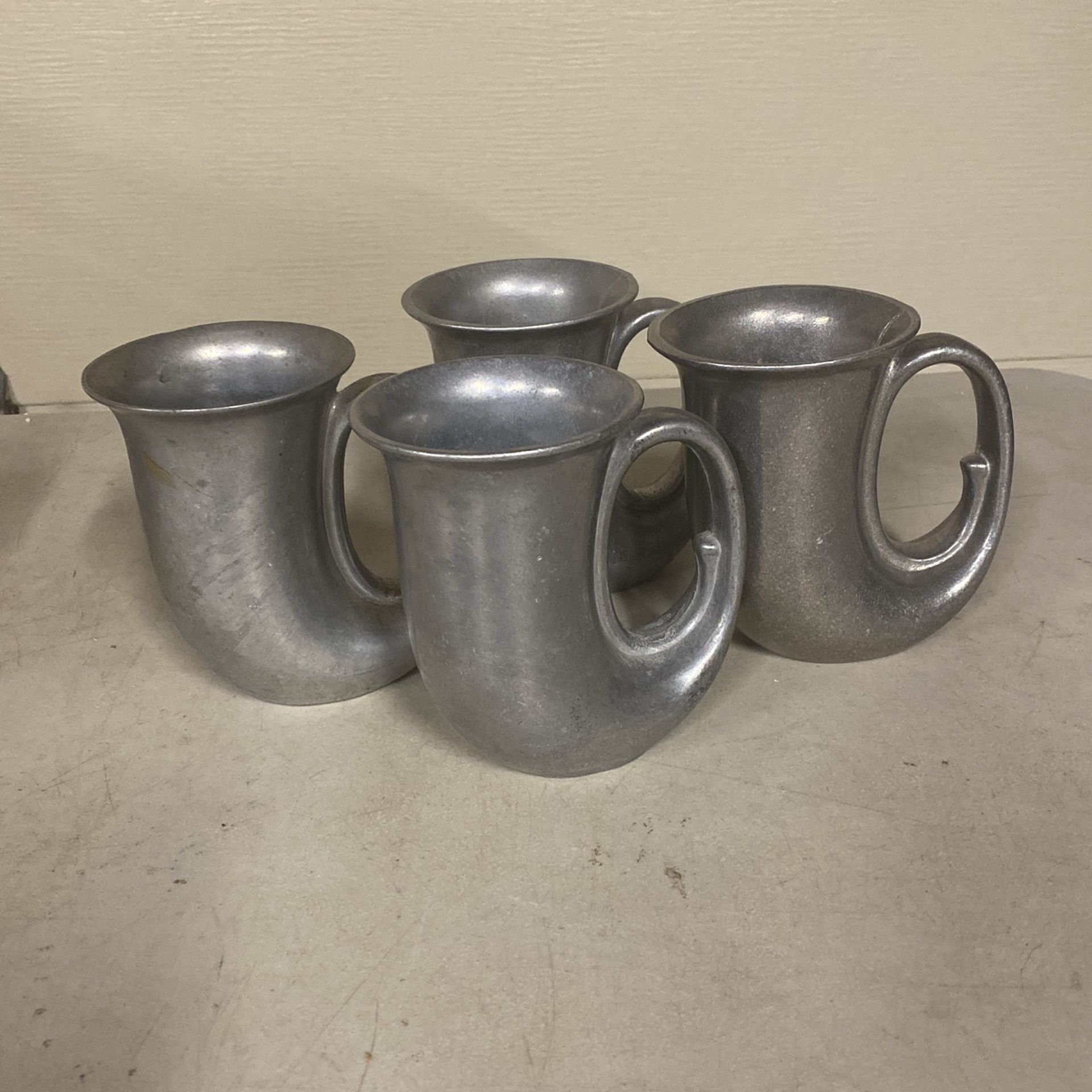 Vintage Pewter French Horn Steins Mugs Lot