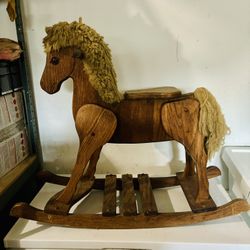 Antique Vintage Walnut Children Rocking Horse