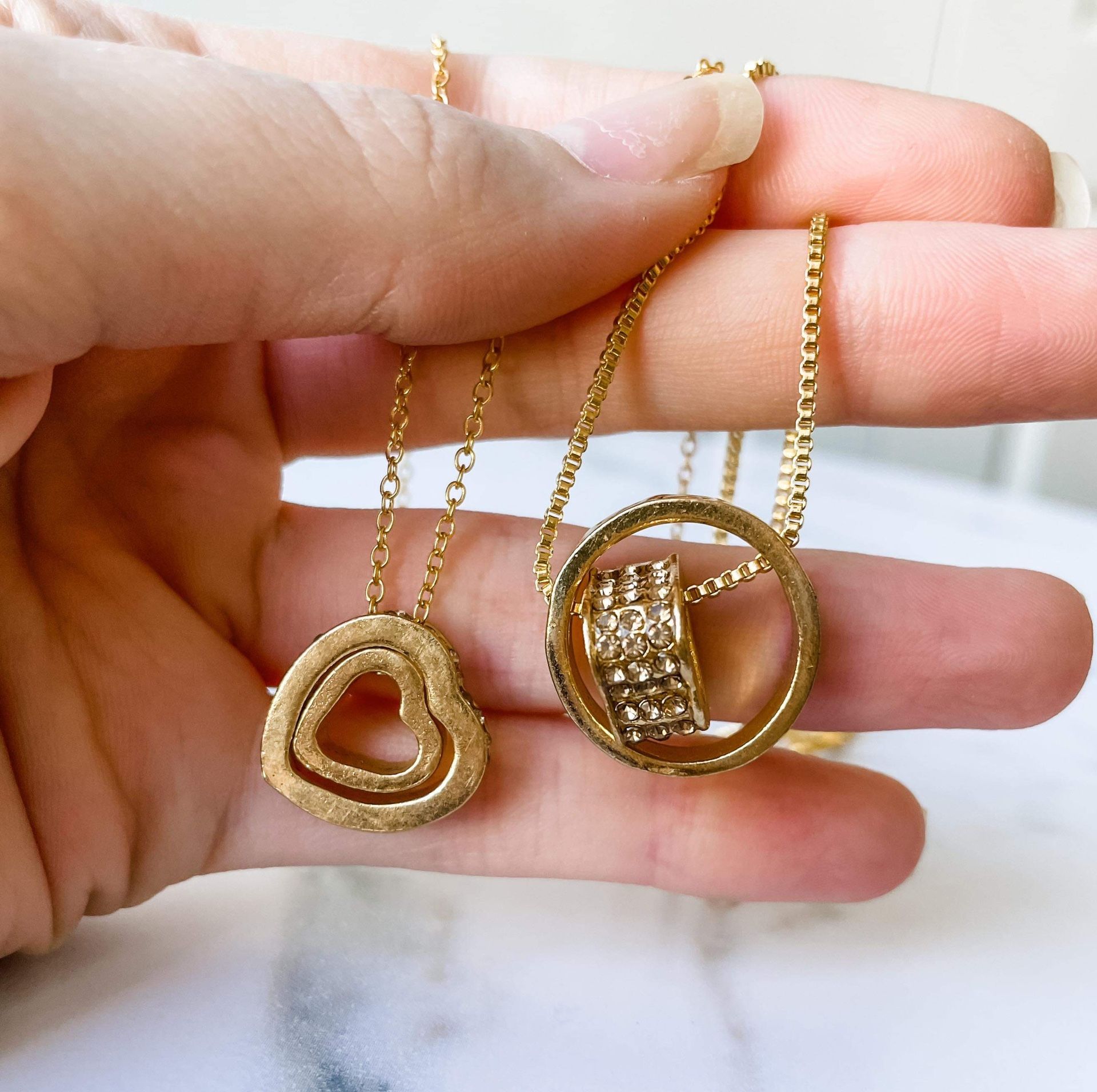 Two necklaces with yellow crystals